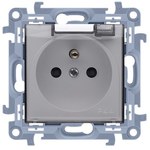 Plug socket for IP44 version with a seal with shutters - transparent cover (module) 16 A, 250 V ~, screw terminals, white Simon10