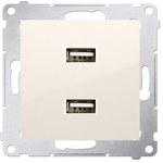 2 x USB nabíječka (modul), 2,1 A, 5V DC, 230V, krémová Simon54