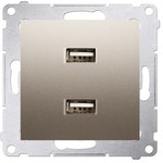 Ładowarka 2 x USB (moduł), 2.1 A, 5V DC, 230V, złoty mat Simon54