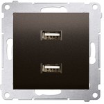 2 x USB nabíječka (modul), 2,1 A, 5V DC, 230V, hnědá matná Simon54