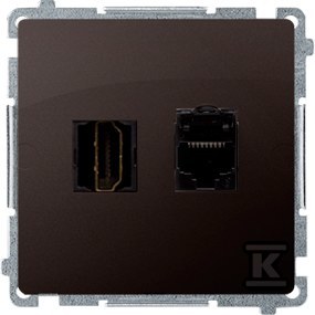 HDMI + RJ45 cat.6 socket. (module), chocolate, BASIC MODUŁ BMGHRJ45.01/ ...