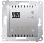 Temperature controller with display and internal sensor (module) 16(2) A, 230V~, silver matt, SIMON54