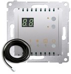 Temperature controller with display and external sensor (module) 16(2) A, 230V~, silver mat *Includes external sensor (probe), SIMON54