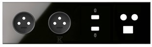 4-fold panel: 2 sockets + HDMI + USB + - 10020406-138