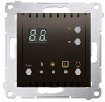 Temperature controller with display and internal sensor (module) 16(2) A, 230V~, brown matt, SIMON54