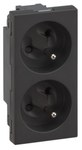 Double socket S500 with grounding 2x230V~ 16A, without signaling, screw, gray graphite, SIMON500