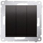 Buton triplu cu iluminare de fundal LED (modul) 10AX, 250V~, conectori rapidi, antracit, SIMON54