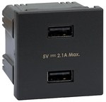 USB nabíječka K45 (45x45) zásuvka typ A 5V/2,1A, šedý grafit, CONNECT