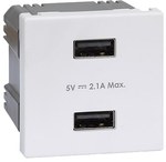 USB nabíječka K45 (45x45) zásuvka typ A 5V/2,1A, čistě bílá, CONNECT