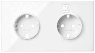 Double panel: 2 power sockets, white, - 10020202-130