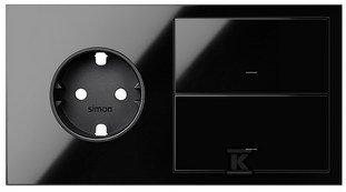 Double panel: socket + 2 keys, black, - 10020204-138