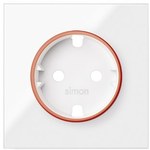 Schuko socket cover with red ring, white, SIMON100