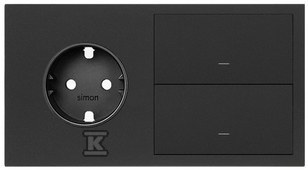 Double panel: socket + 2 keys, black - 10020204-238