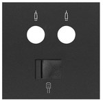 Antenna socket cover R/TV-SAT + computer RJ45 cat.6, black matt, SIMON100