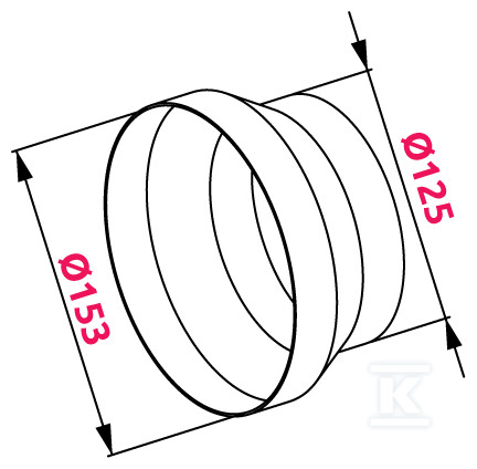 Redukce kulatého potrubí (fi 150/125) - KO150-29