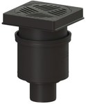 Ecoguss 200 courtyard drain, DN100, vertical drain, with a square cap