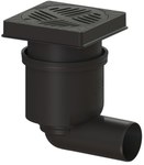 Ecoguss 200 courtyard drain, DN100, side outlet, with a square cap