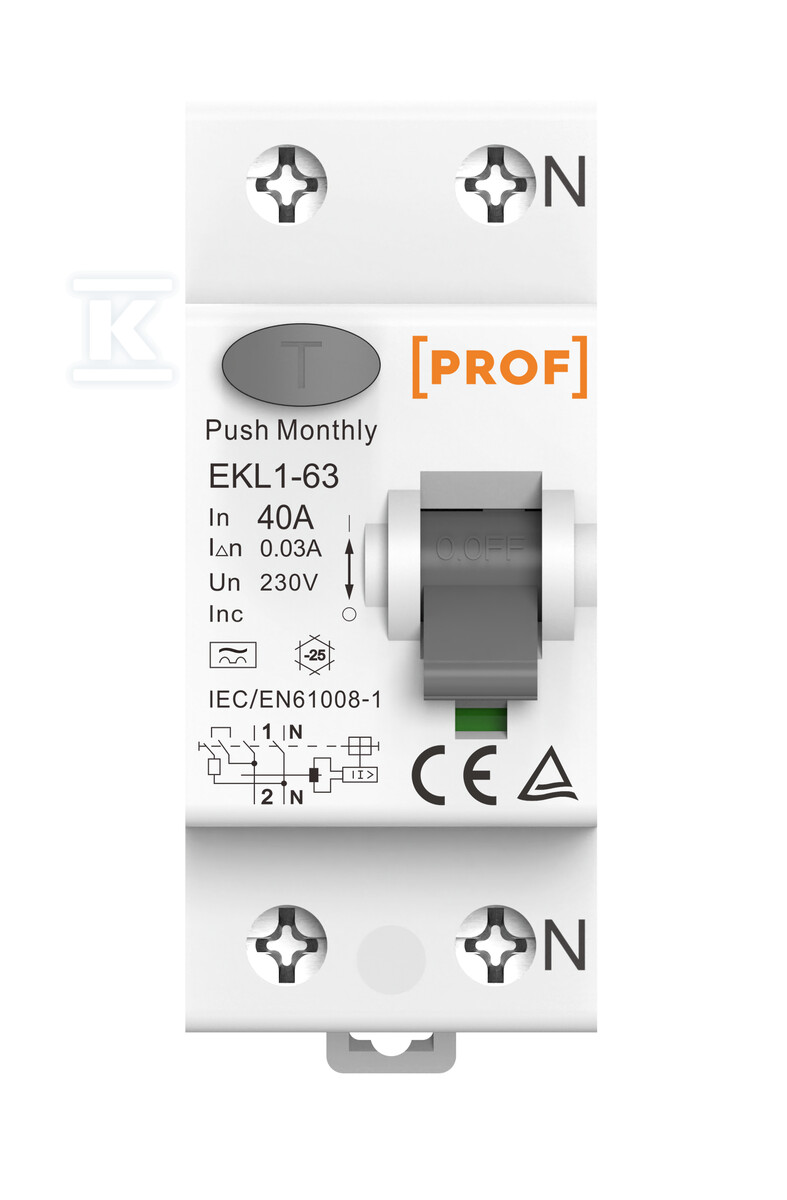 Interrupteur différentiel 40A 2P 30mA - EKL1-63-40A-2P-6KA-TYP-A