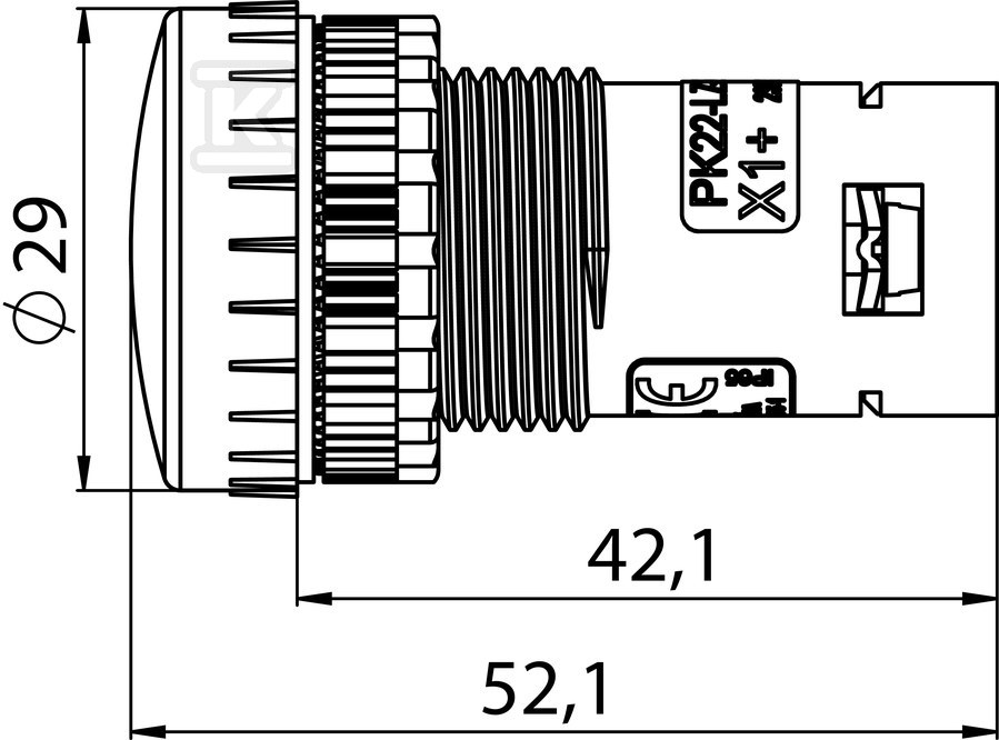 Compact green lamp 230V BA9S With LED - PK22-LZ-230-LED\AC