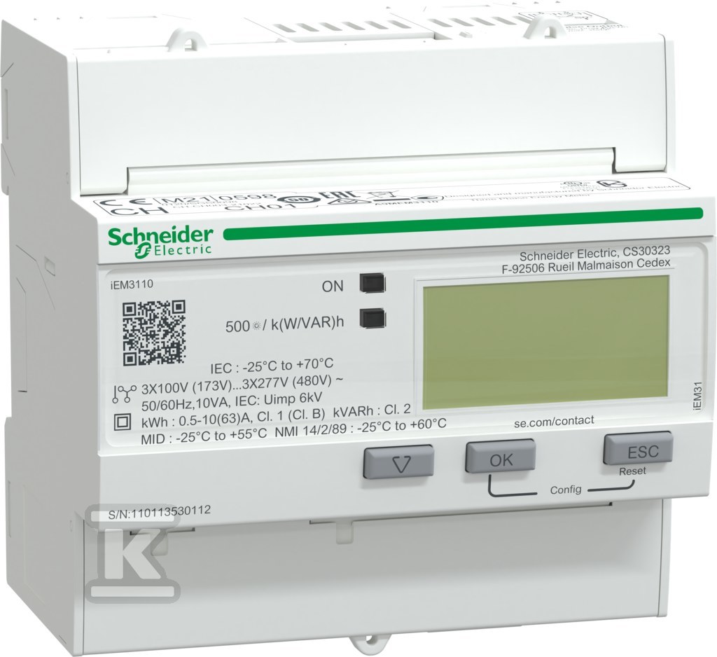 KWH IEM3110 meter - 63A with MID - A9MEM3110