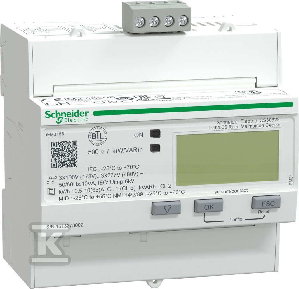 Licznik energii trójfazowy 63A kl 1 MID - A9MEM3165