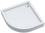 Akril "Medium" zuhanytálca a Stabilsound Plus alépítménybe integrálva és egy kiterjesztett Smooth White panellel 80x80x16 cm R55 félkör alakú