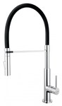 Bateria zlewozmywakowa Libretto stojąca, czarna elastyczna wylewka, chrom