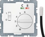 Regulator temperatury podłogi ze stykiem zwiernym, element centralny, LED, biały, aksamit, Q.X