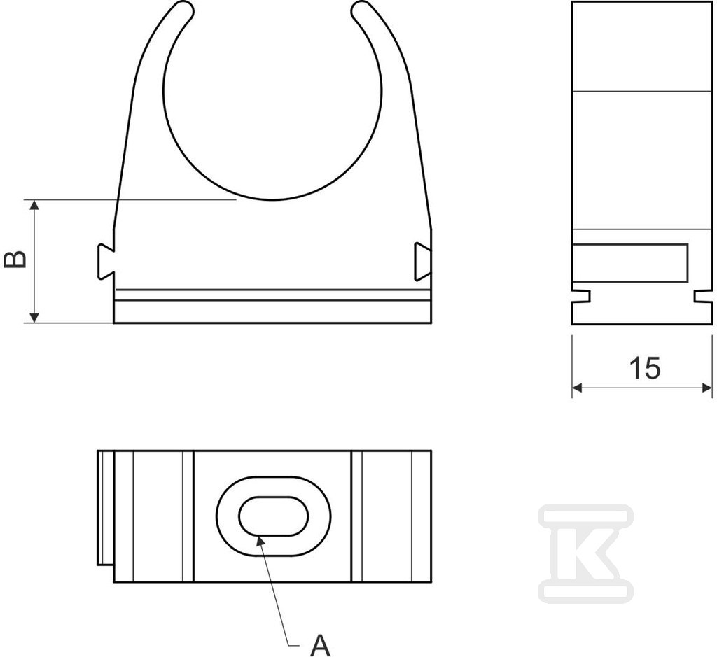 Pipe clip 5316E HF KB (light gray) - 5316EHF_KB