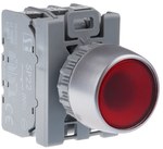 Кнопка прихована підсвічена BSP 1 з. червоне кільце нікельоване "START" SP22-AKLC-10-230-LED\AC-4