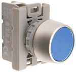 Кнопка прихована синя 1-полюсний, нікельоване кільце SP22-KN-01.