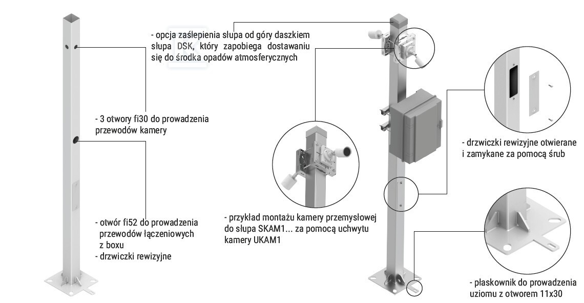 Słup czworokątny do monitoringu SKAM1/4 - 702