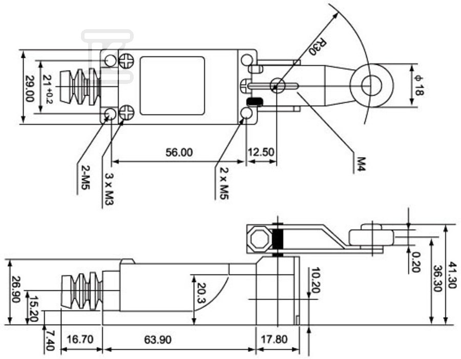 Wyłącznik krańcowy (metal / tworzywo) - LK\104