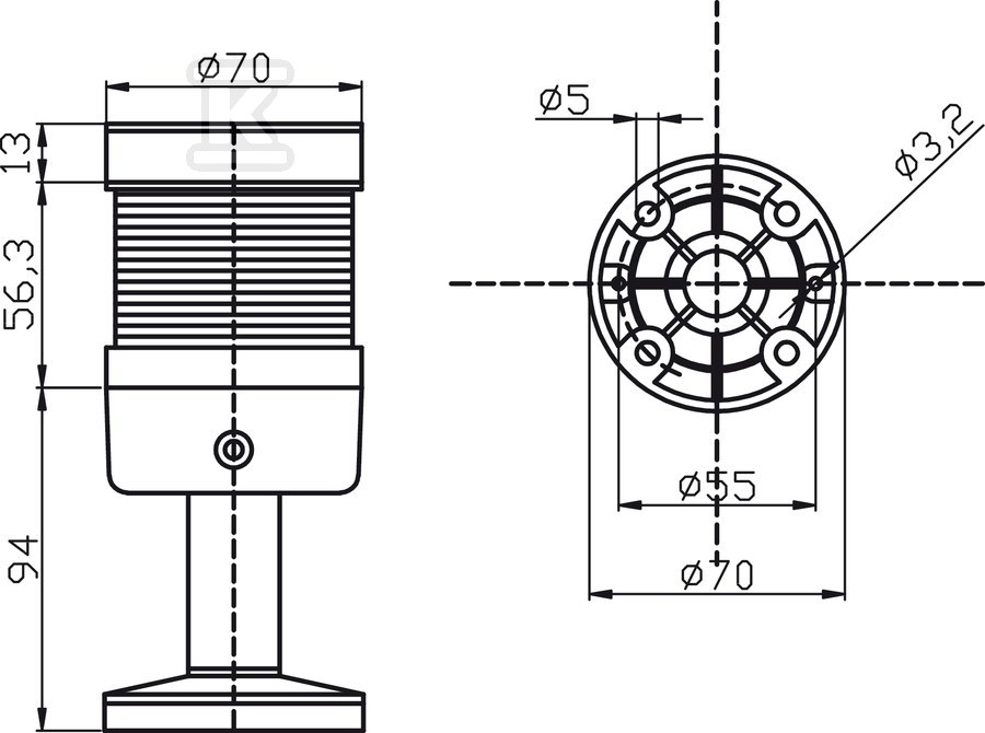 Turn Semnal 70Mm Complete Led Roșu - LT70\1-230