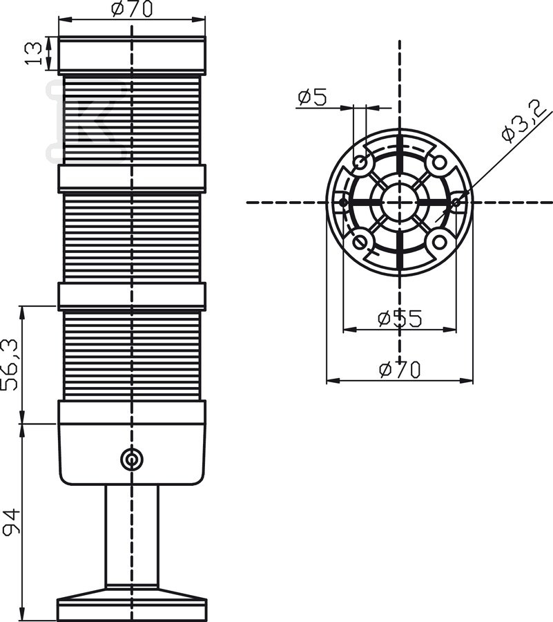 Jeloszlop 70Mm komplett LED - LT70\3-230